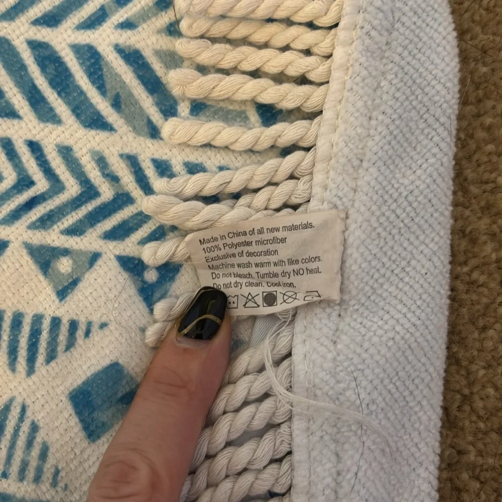 DSW Round Beach Blanket with Fringe Trim